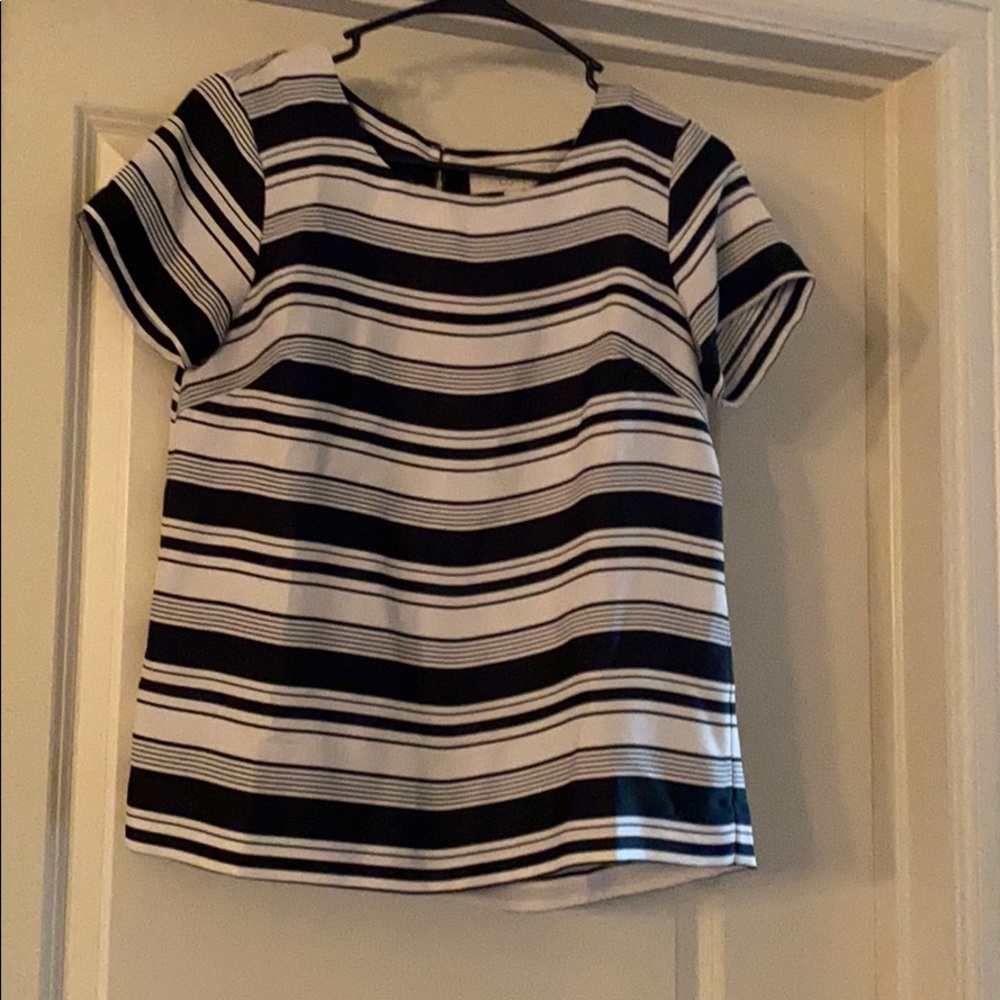 Black and cream striped sheer blouse